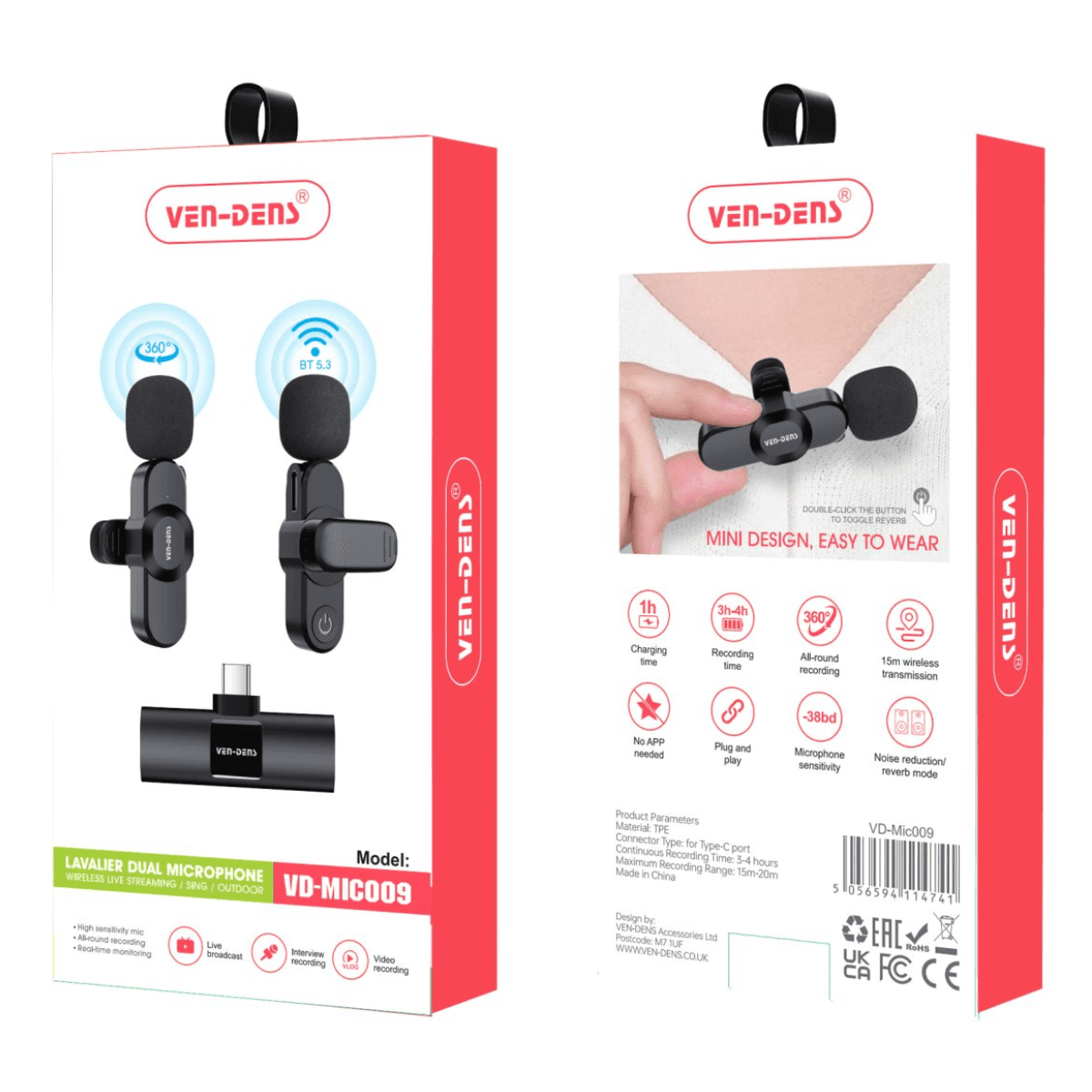 Wireless Dual Microphone - Type C Plug | VD-MIC009 - Image 2