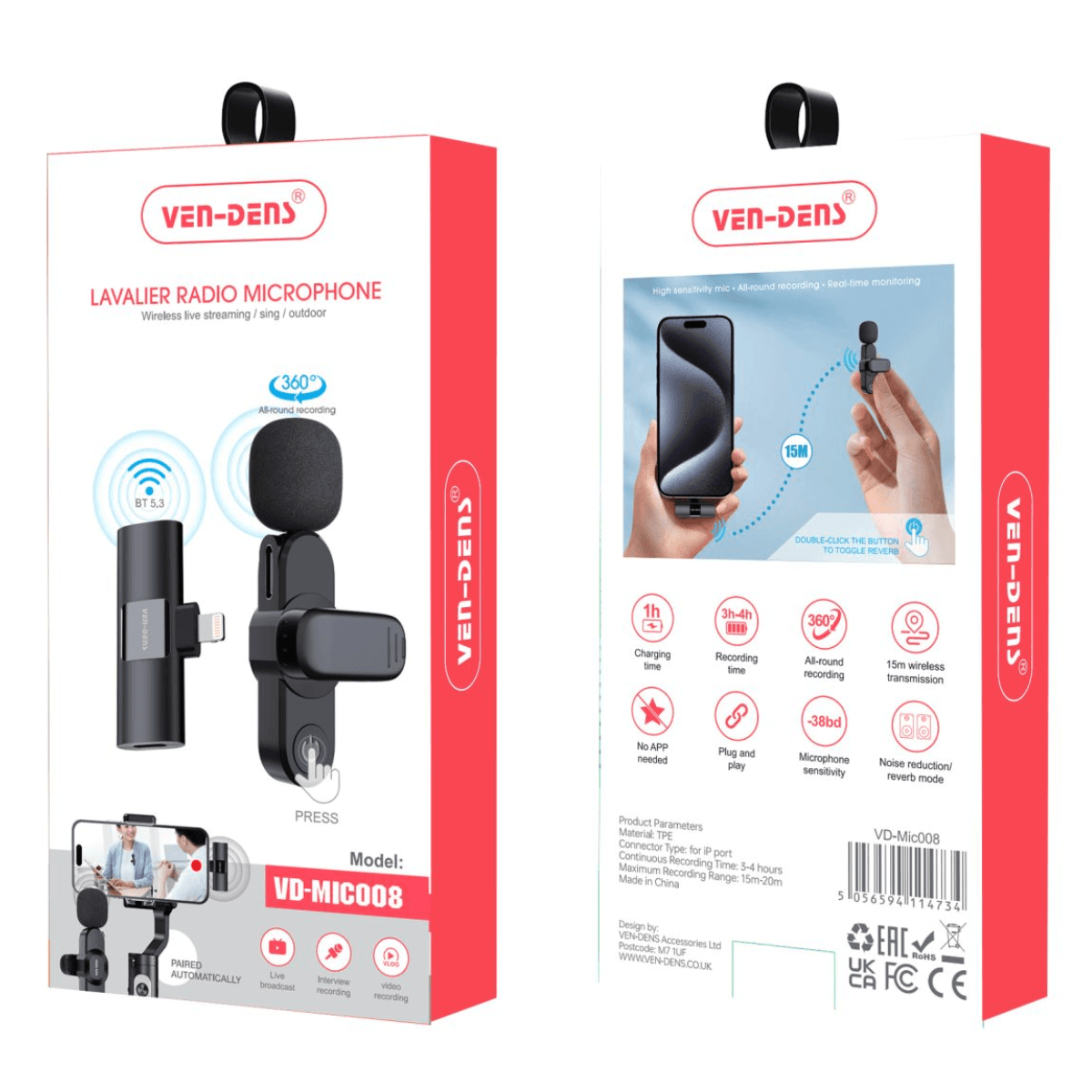 Wireless Microphone - Lightning Plug | VD-MIC008 - Image 2