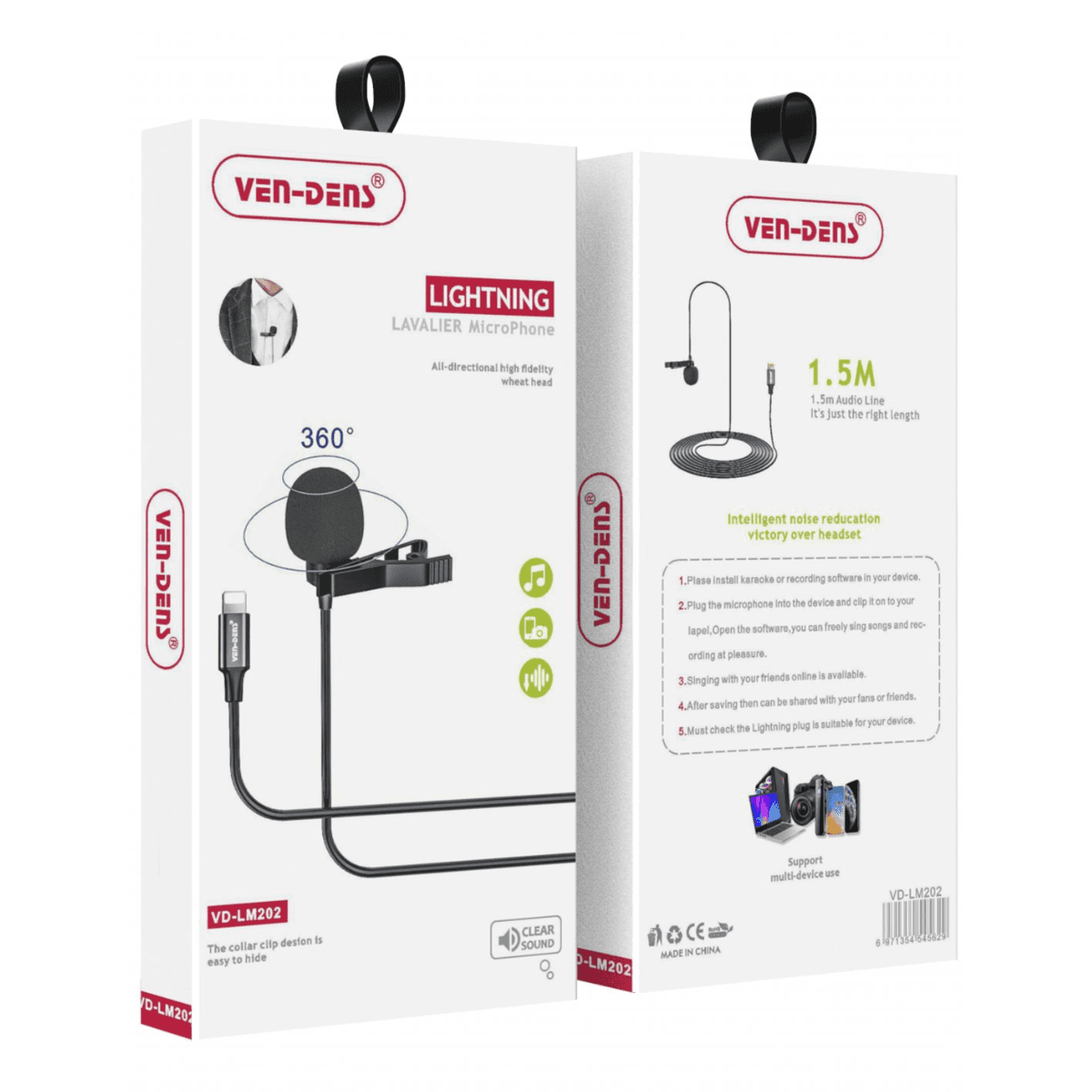 Lavalier Microphone to Lightning – Professional Clip-On Mic for High-Quality Audio Recording | VD-LM202 - Image 2