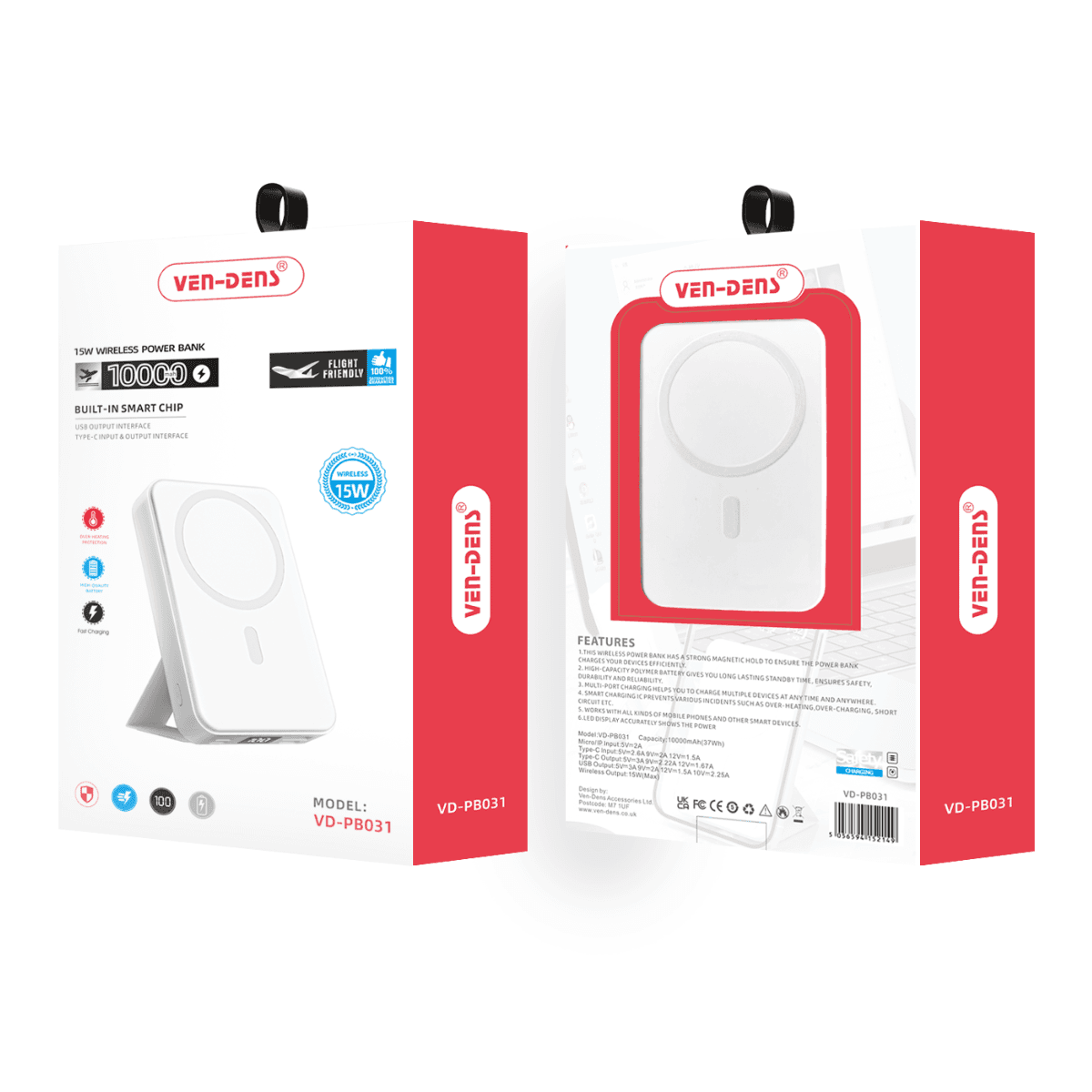 Power Bank 10000mAh 15W Wireless Charger with Stand & Smart Chip | VD-PB031 - Image 2