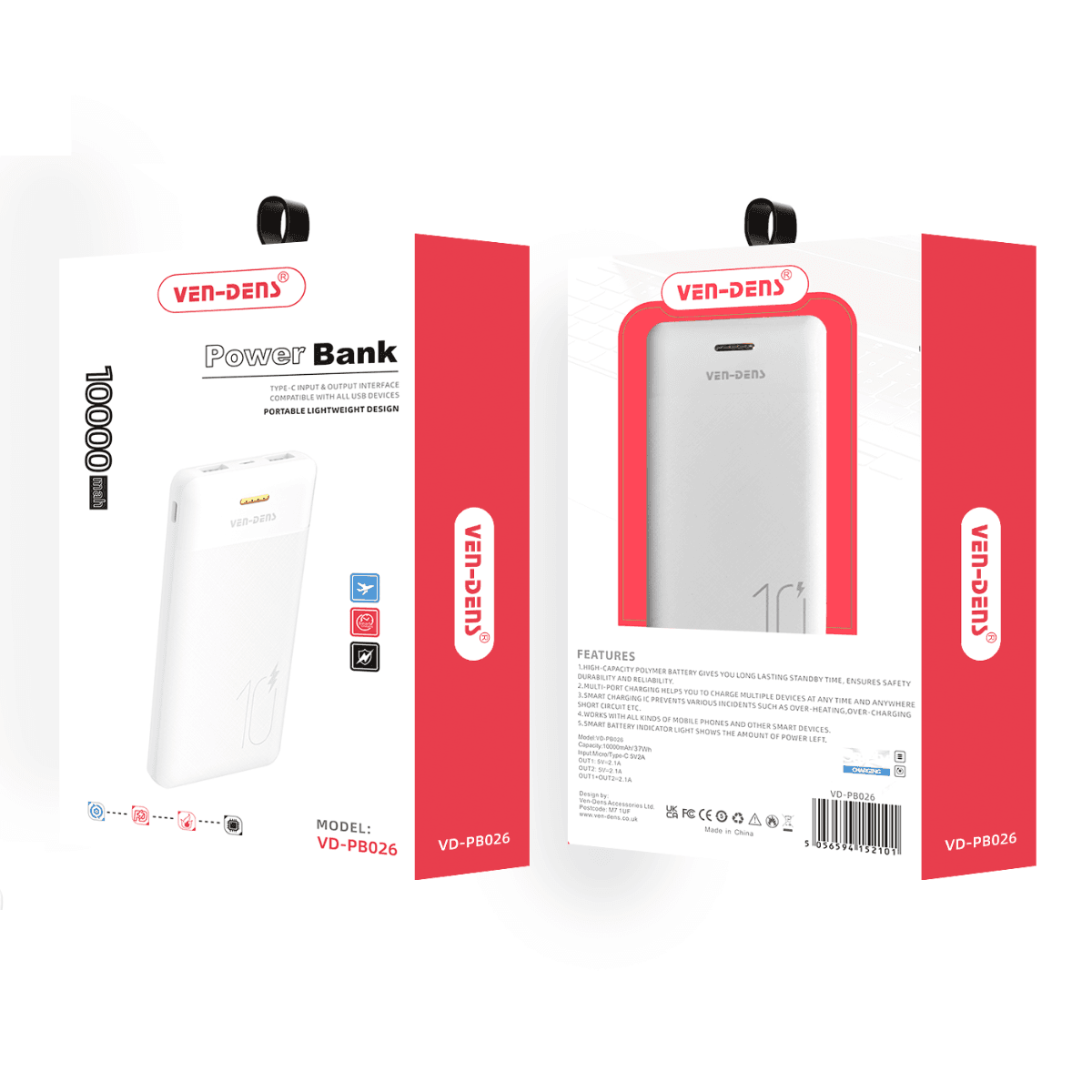 Power Bank 10000mAh – Ultra-Portable & Lightweight Design | VD-PB026 - Image 2