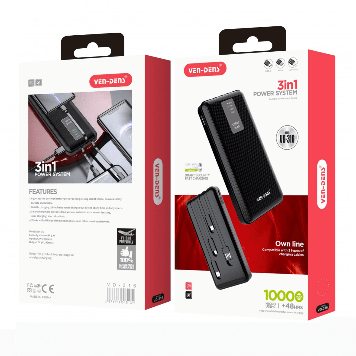 3-in-1 Power Bank 10000mAh – Ultimate Charging Solution | VD-316 - Image 2