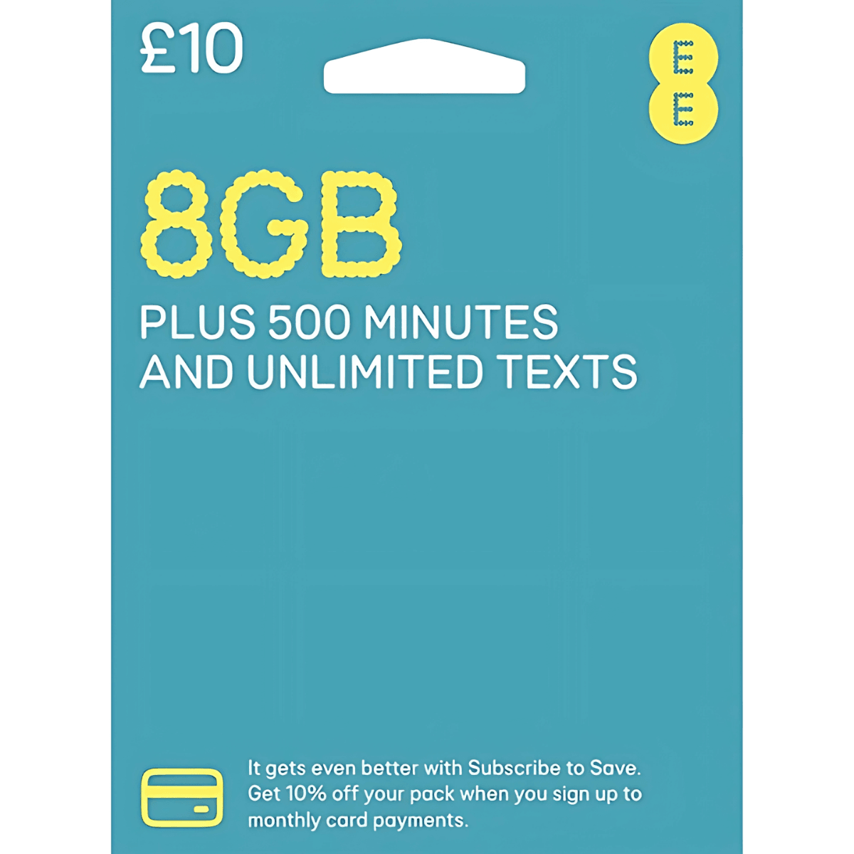 EE SIM Card Unlimited Texts and 500 Minutes - 20GB Data - Main view
