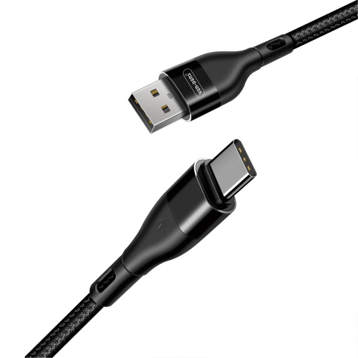 USB to Type-C Charging Cable 3A Nylon Braided (1.5 Meter, Black) – Durable & Reliable | VD-0315 - Main view