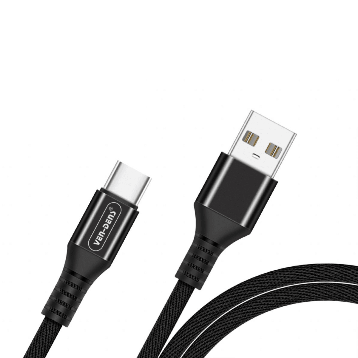 USB to Type-C Charging Cable 3A Nylon Braided (1.5 Meter, Black) – Fast Charge & High-Speed Sync | VD-0320 - Main view