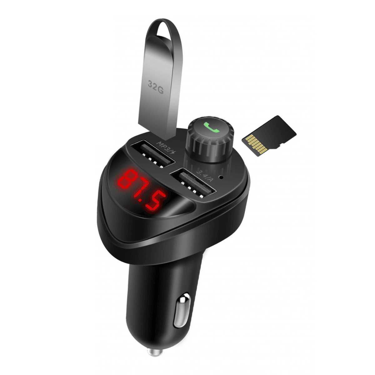 Car Charger and Bluetooth FM Player with 2 USB and TF Port – Music, Hands-Free Calling, and Charging | VD-002 - Main view