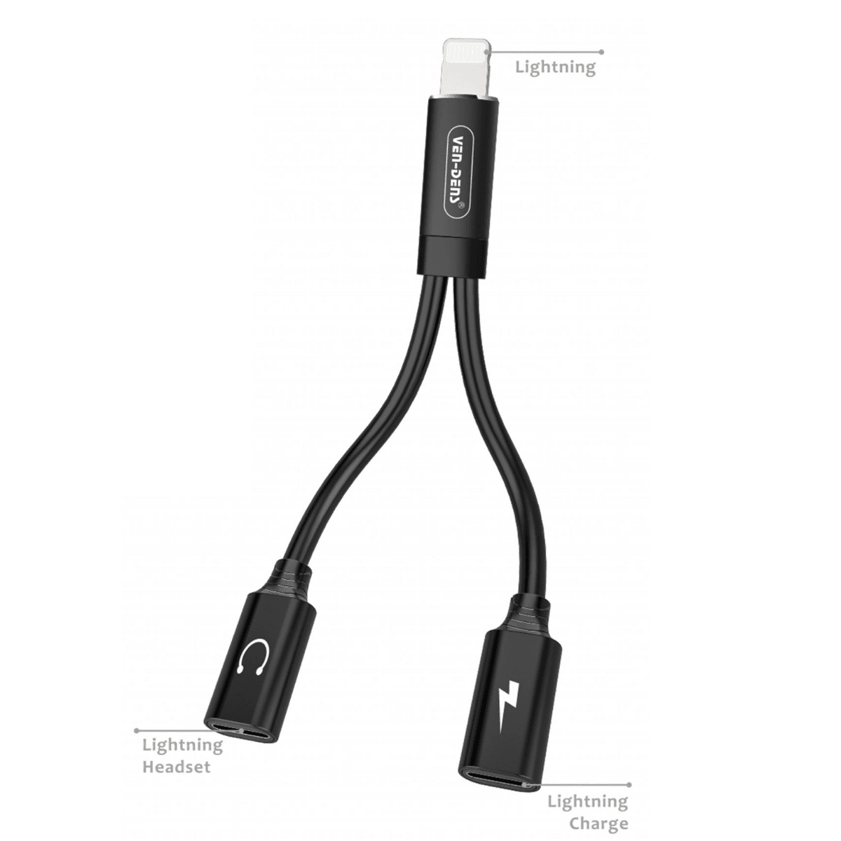 Dual Lightning Adapter (10cm) – Charge & Listen Simultaneously | VD-U702 - Main view