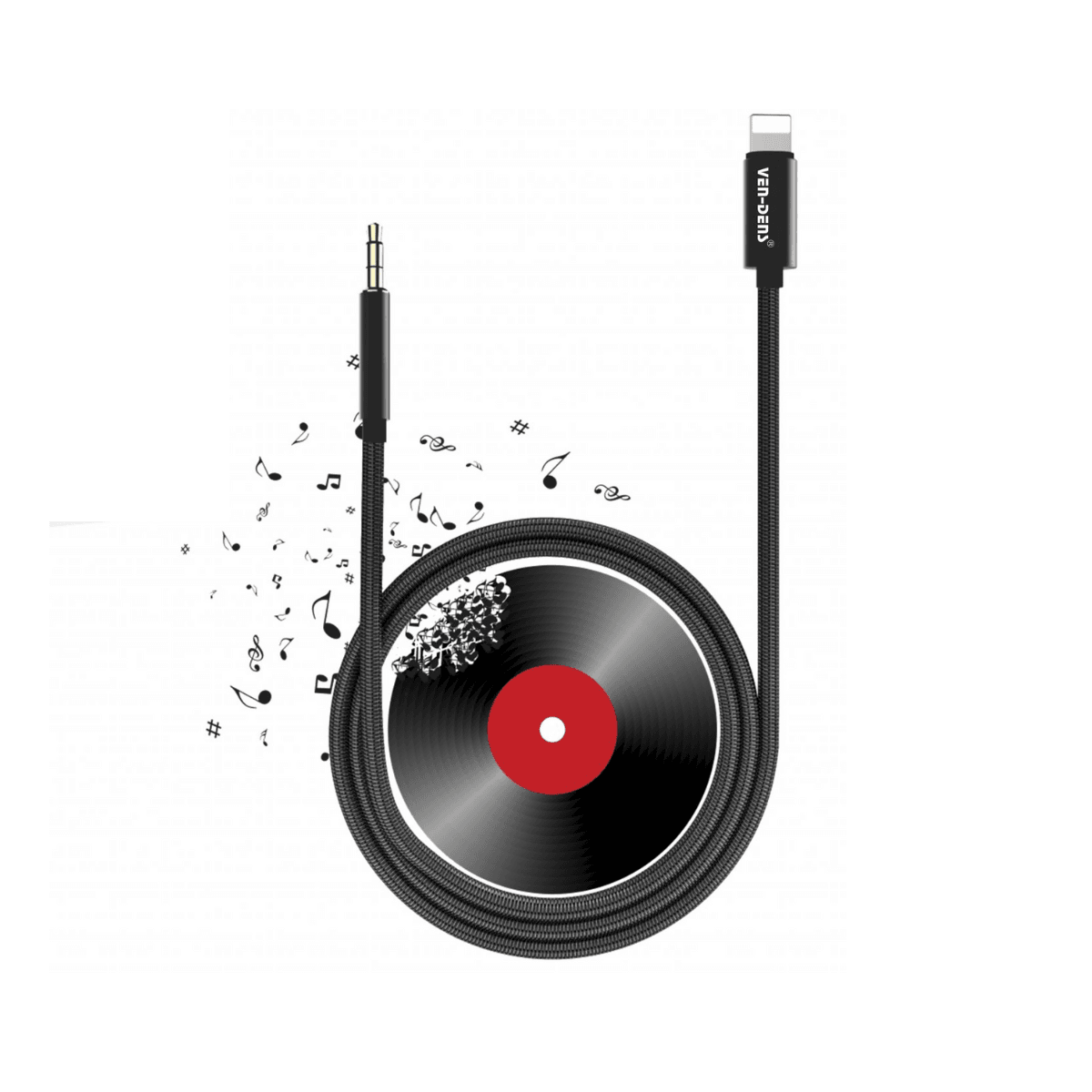 Lightning to AUX 3.5mm Nylon Cable (1M) – Seamless Audio Connectivity | VD-303 - Main view