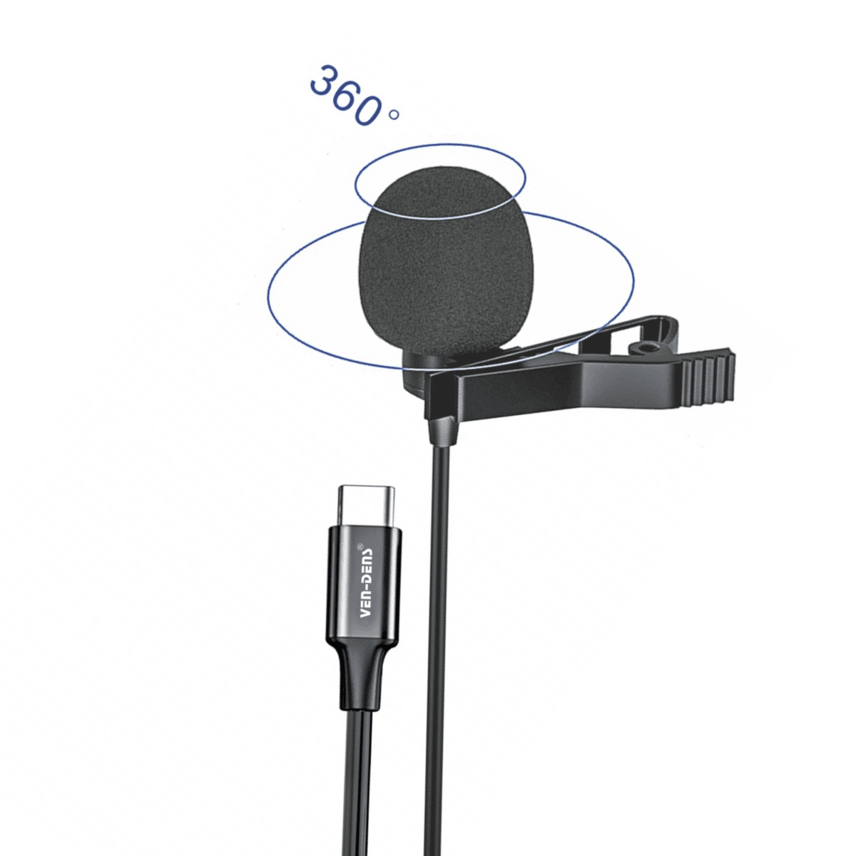 Lavalier Microphone to USB-C – Professional Clip-On Mic for Crystal Clear Audio Recording | VD-LM203 - Main view