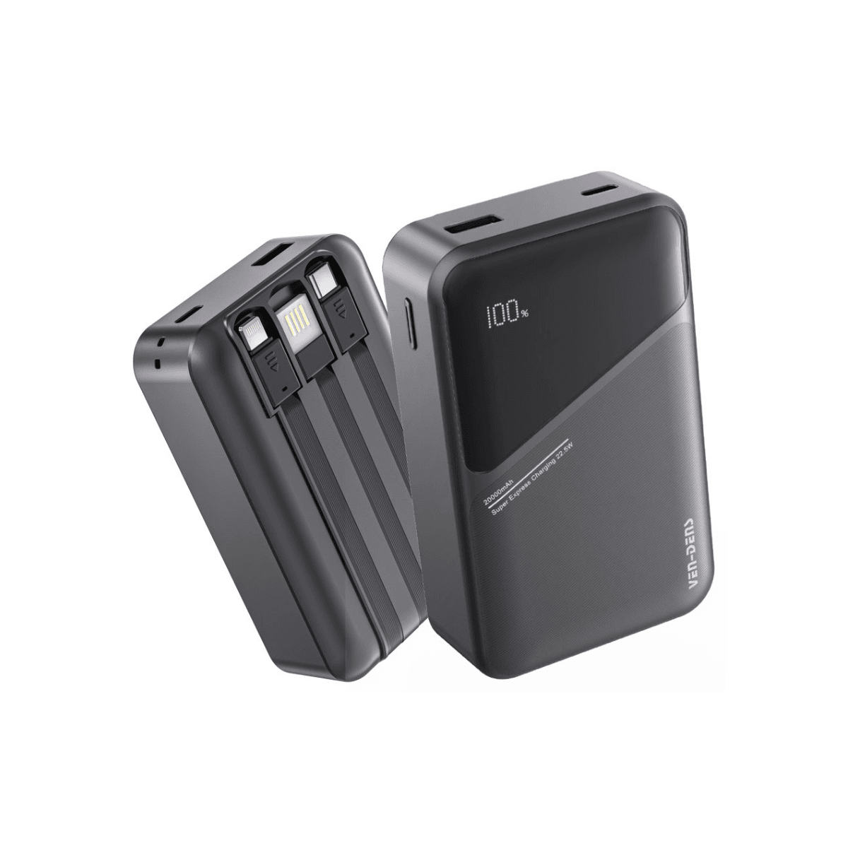 Power Bank 20000mAh 22.5W Wireless – 3-in-1 Built-in Charging Cables | VD-PB035 - Main view