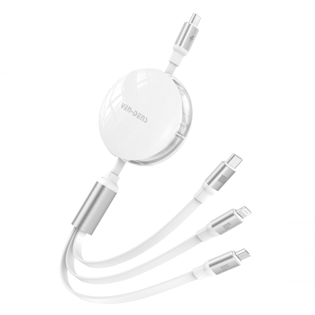 3-in-1 100W Max Multi-Support Charging Cable – Type-C to Micro, IP, and Type-C with Data Transfer Support (480Mbps) | VD-DCA08 - Main view