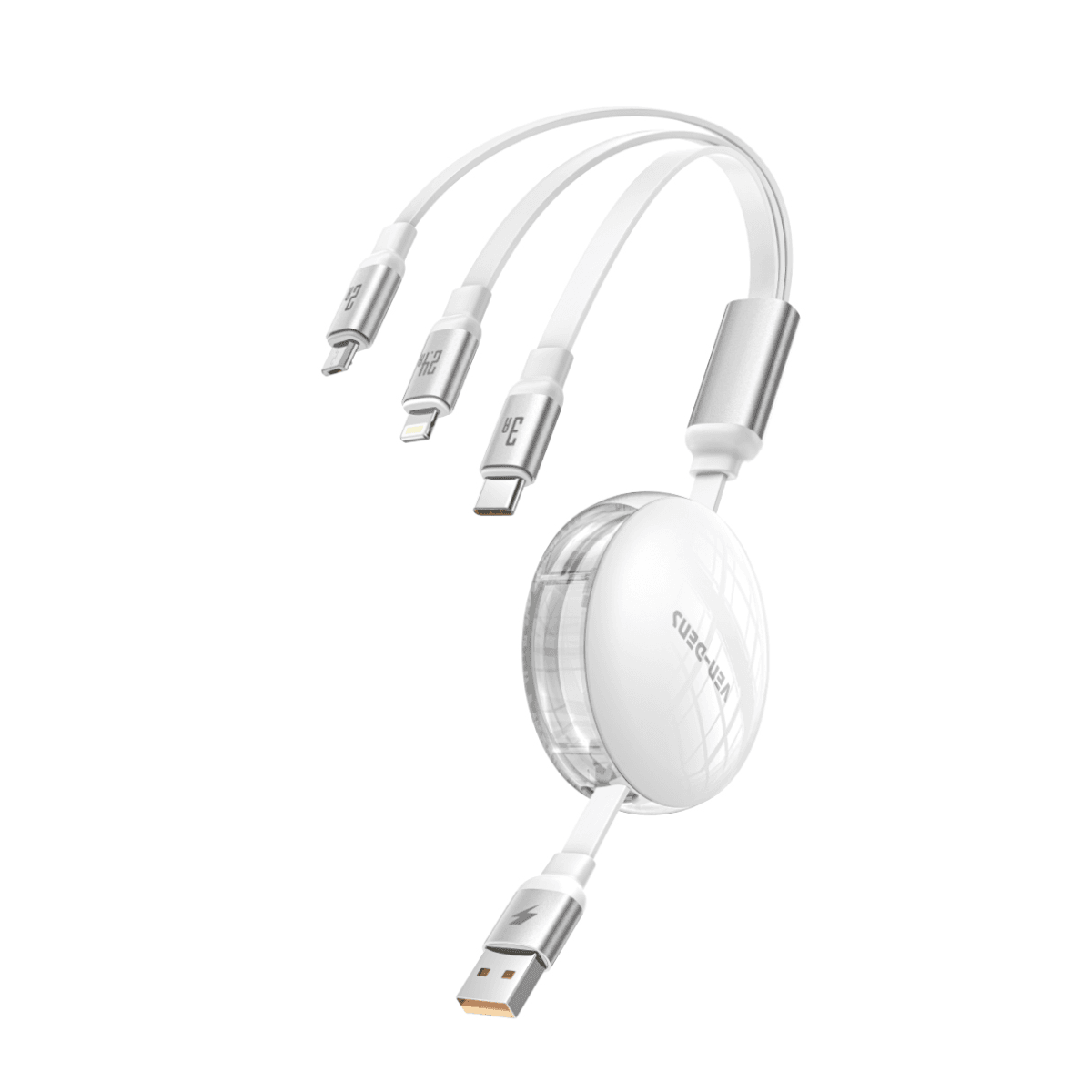 3-in-1 15W Max Multi-Support Charging Cable – USB-A to Micro, iP, and Type-C with 480Mbps Data Transfer | VD-DCA07 - Main view